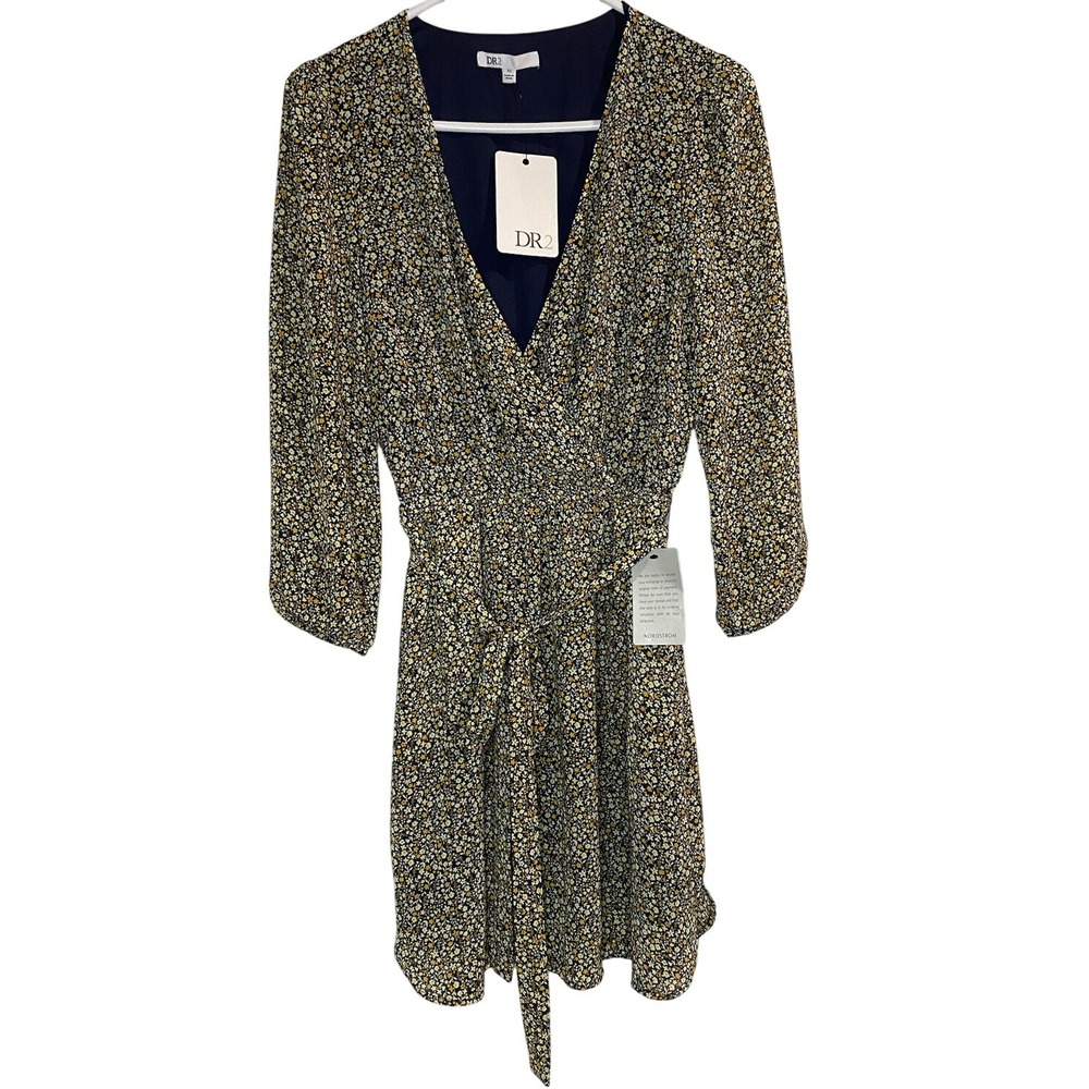 DR2 by Daniel Rainn Wrap V-neck 3/4 Sleeve Floral Dress Size XS Knee Length